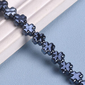 10pcs Cross Flower 12mm Shiny Ceramic Porcelain Loose Beads For Jewelry Making