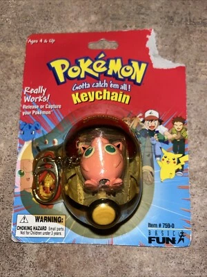 Vintage Pokémon Jigglypuff  Keychain Pokeball Toy Basic Fun Gotta Catch 'em All - Image 1 of 4