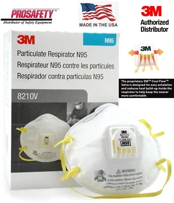 3M 8210V N95 Particulate Respirator Protective Dust Masks Exhalation Valve 10/BX - Image 1 of 4