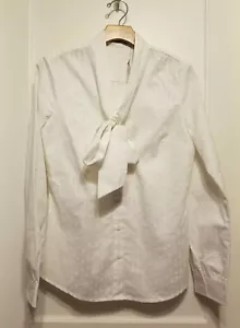 Camicia girocollo THE LIMITED, bianca, righe metallizzate, misto cotone, taglia M, nuova con etichetta - Foto 1 di 10