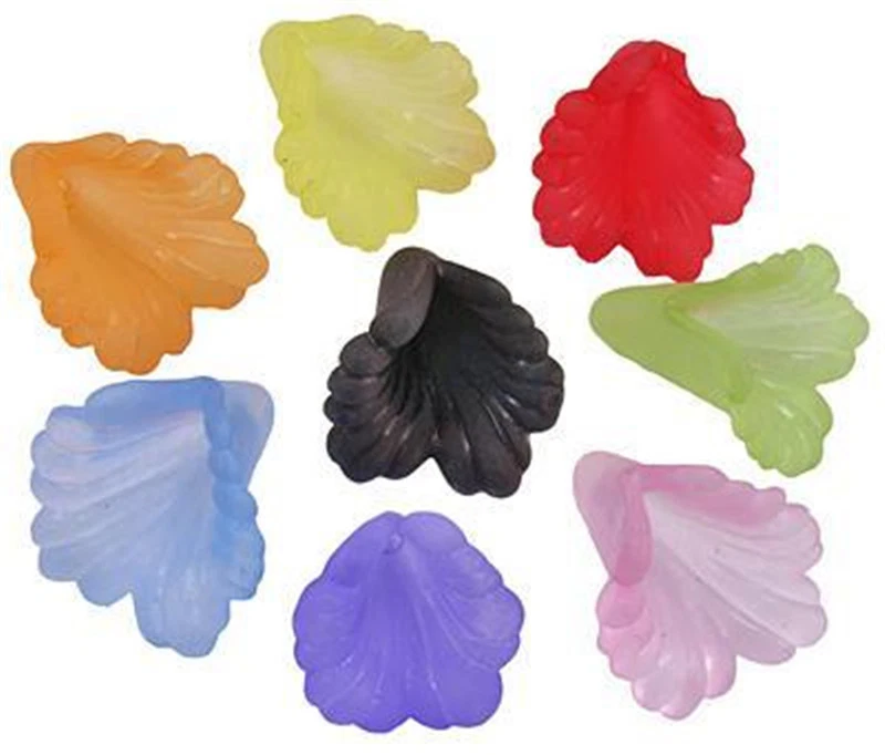 100 pcs Dyed Frosted Transparent Acrylic Flower Beads Jewelry Making 12X12X1.8mm - Image 1 of 4