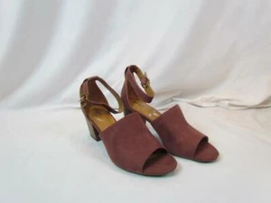 NIB Style & Co Ankle Strap Pump Open Toe Blush Suede Chunky Heel 9 M - Picture 1 of 8