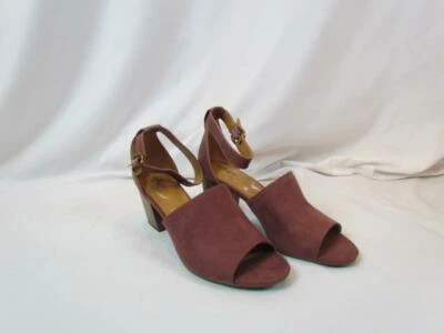 NIB Style & Co Ankle Strap Pump Open Toe Blush Suede Chunky Heel 9 M - Image 1 of 4