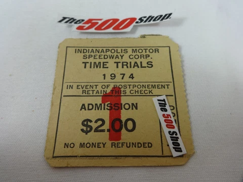 1974 Indianapolis 500 Time Trials Admission Ticket Qualifications Gate 1 Cover