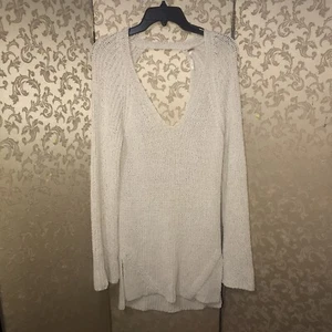 Suéter túnica acanalada con abertura lateral beige Free People talla pequeña S - Imagen 1 de 6