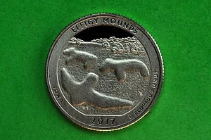 2017-S GEM Proof Deep Cameo (Effigy Mounds) US National Park Quarter (c/n placcato) - Foto 1 di 2