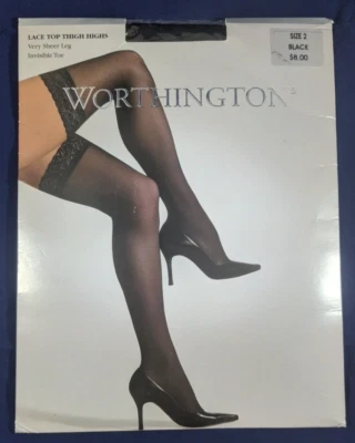 Medias altas hasta el muslo WORTHINGTON de encaje estilo 1732 - talla 2 negras JC PENNY Foto 1 de 2