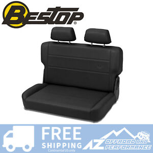 Bestop TrailMax 2 Rear Bench Seat For 55-95 Jeep CJ Wrangler Black Crush Vinyl