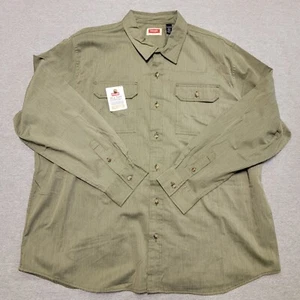Wrangler Men's 2XL Long Sleeve Button Up Shirt Green Epic Soft Flex Comfort - Picture 1 of 11