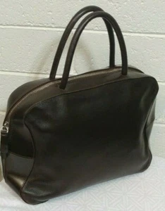 Vintage VALENTINO GARAVANI LES SACS DARK BROWN LEATHER SATCHEL Handbag ITALY - Picture 1 of 12