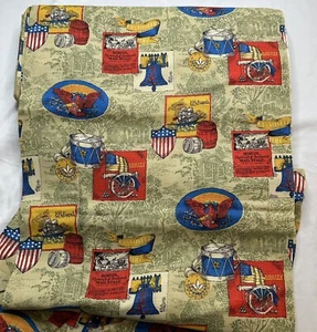 New Vintage Patrician Duo Barkcloth Fabric 10 Yards 44” Wide Liberty Bell USA - Picture 1 of 3