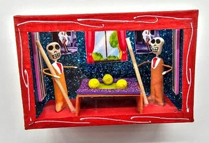Billiards Game Mexican Day of the Dead Shadow Box Marilyn Monroe Pin-Ups - New - Picture 1 of 12
