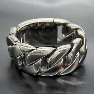 Collar pulsera cadena eslabones cubanos bordillo acero inoxidable 316L súper pesado para hombre Foto 1 de 4