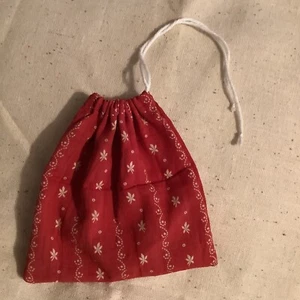 Prim Ditty Seed Bag Red With White Pattern 1800’s Fabric Handmade Folk Art - Picture 1 of 4