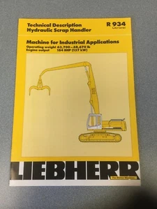 LIEBHERR HYDRAULISCHER SCHROTTABROLLER R 934 LITRONIC 10 SEITEN 1999 Verkaufsprospekt - Bild 1 von 6
