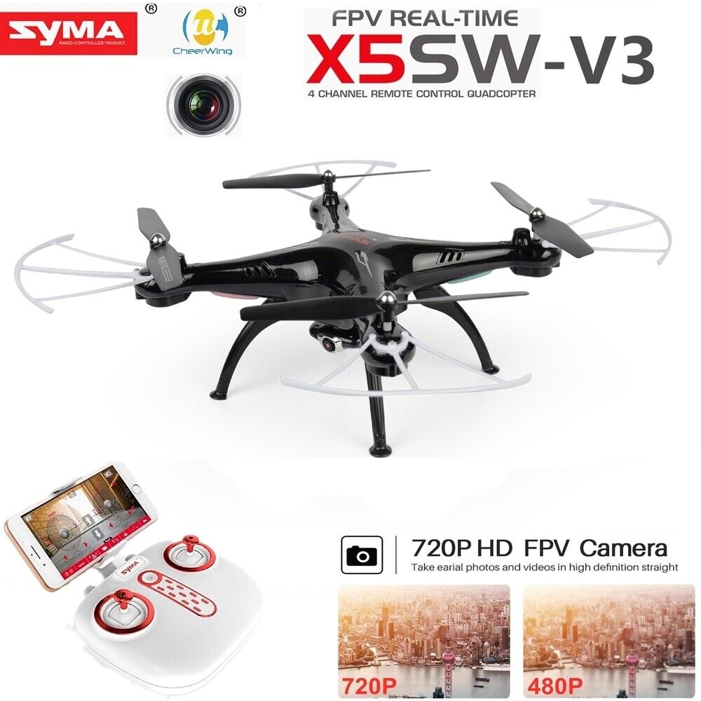Syma X5SW-V3 RC Drone 2.4Ghz Quadcopter 3D Filp Headless w/ 720P FPV WIFI Camera