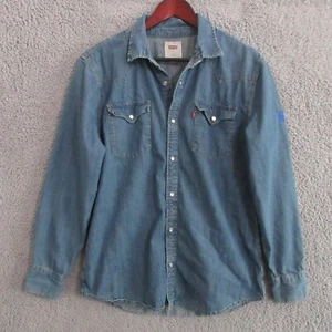 Levis Jeanshemd Herren Large Blau Standard Fit Pearl Snap Western Modelo Patch - Bild 1 von 15