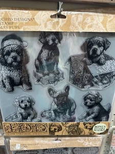 Sello de cachorros de Navidad con diseño de orquídea de hierro nuevo - Imagen 1 de 2