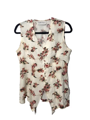 Top de mujer RAMPAGE vintage años 90 floral con botones rosas formal gótico Foto 1 de 2