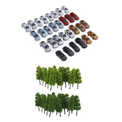 1/200 Z Gauge 30pcs Plastic Painted Car w/ 20pcs Tree Street Diorama 4.3cm - Image 1 of 4