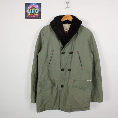 Vintage 1940s French Canadienne Barnstormer Mackinaw Canvas Jacket WW2 M Green - Image 1 of 4