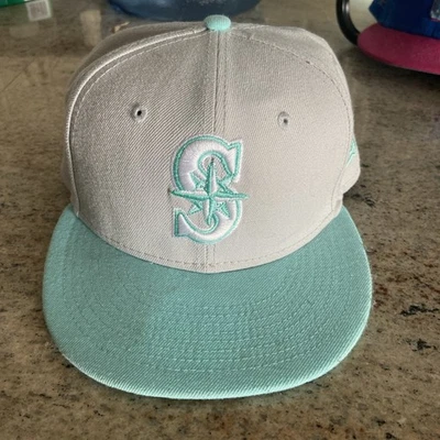 Seattle Mariners новая эра резинке шляпа 7 1/4 бирюзовый и серый - Изображение 1 из 3