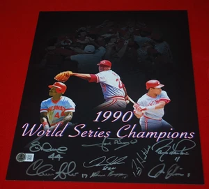 1990 Cincinnati Reds WORLD SERIES Signed 11X14 PHOTO BECKETT 1W548257 - Picture 1 of 4