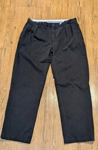 Polo Ralph Lauren Pants Mens 35x32 Black Pleated Classic Fit Chino Cotton B12 - Picture 1 of 4