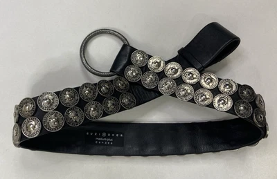 Suzi Roher Leather Coin Studded Belt Women Medium Black - Image 1 of 4