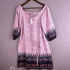 Loft Dress Women XS Pink Paisley Off The Shoulder Halter A-Line Casual Boho NWT - Picture 1 of 8
