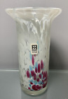 Mdina Glass Vase Signed White, Pink And Pale Blue
