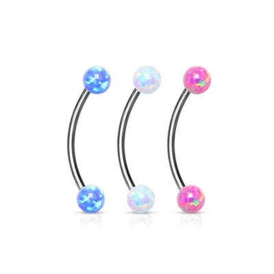 3 mm Opal Ball Curved Barbell Internal Threaded Snake Eye Piercing 16G  - Image 1 of 4