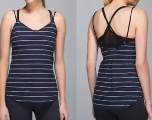 Lululemon Tank Top Size 2 Breezy Lookout Stripe Heathered Inkwell Yoga Workout - Picture 1 of 8
