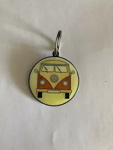 VW Bus/Car Type 2 Metal Enamelled Keychain 1.5 in Diameter Vintage - Picture 1 of 2