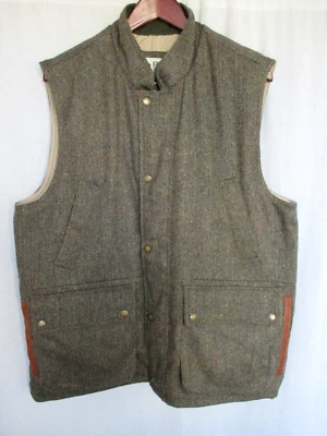 Orvis Vest Mens Large Brown Wool Leather Trim Fully Lined Primaloft Insulation - Image 1 of 4