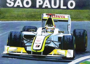 Jenson Button World Champion, Brazil 2009 art print - Picture 1 of 1