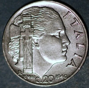 Italy 20 Centesimi 1940 Vittorio Emanuele III KM# 75 - Picture 1 of 2