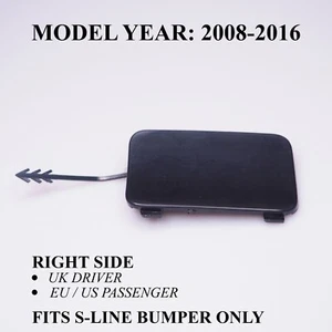 Cubierta de gancho de remolque para parachoques trasero derecho para Audi Q5 8R S-Line 2008-2016 sin pintar - Imagen 1 de 6