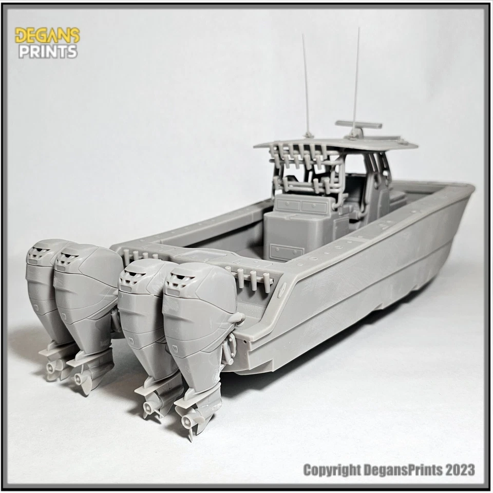 Modelo de barco de pesca offshore Freeman 37 consola central. Barco 3d escala 1-24 Foto 1 de 4