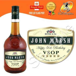 ETIQUETA BOTELLA BRANDY FRANCÉS PERSONALIZADA VSOP CUMPLEAÑOS CUALQUIER OCASIÓN REGALO - Imagen 1 de 3