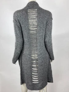 Current/Elliott Slash Pocket Cardigan Open Front Soft Alpaca Cut outs Women 1 S - Picture 1 of 17