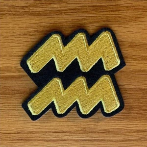 Black &Gold Aquarius Iron-On Embroidered Patch (2-1/4” x 2-3/4”) Tracking Includ - Picture 1 of 2