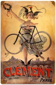 Retro Vintage Clement Bicycle Paris French Metal Sign Advertisement Decor PTS314 - Picture 1 of 1