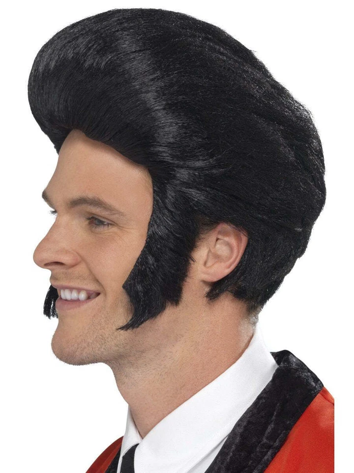 50s Quiff King Wig, Black - Image 1 of 1