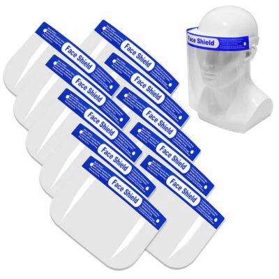 Paquete de 10 protectores faciales completos de seguridad para EPI reutilizables antiniebla cubiertas protectoras transparentes Foto 1 de 2