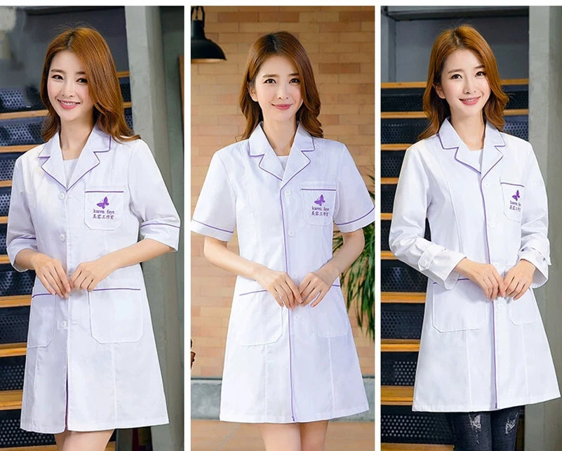 Novo Vestido Feminino Enfermeira Médico Branco Esteticista Laboratório Roupas de Trabalho (Aro) - Imagem 1 de 4