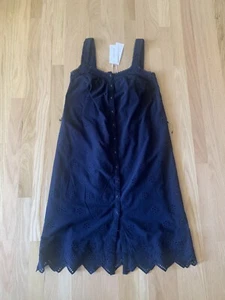 New Per Una Floral  Dress Cotton Navy Blue Dress Sz 4 Small Medium - Picture 1 of 9