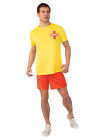 Mens Lifeguard Costume Top Shorts Beach Bay Rescue Adult Stag Fancy Dess Outfit