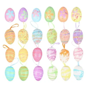 24PCS Easter Egg Ornaments DIY Egg Party Pendants Colorful Eggs Toys  - Picture 1 of 12
