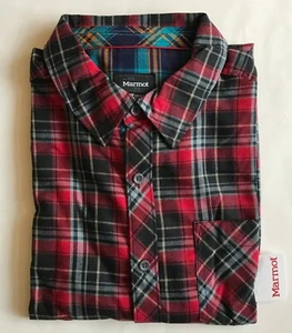 $75 NWT Mens Marmot Anderson Lightweight Flannel LS Button Down Shirt 44520 Red - Picture 1 of 2